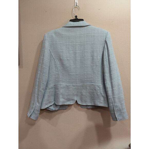 Gorgeous pristine light blue Oscar de la Renta women's tweed jacket size 14 - Picture 4 of 7
